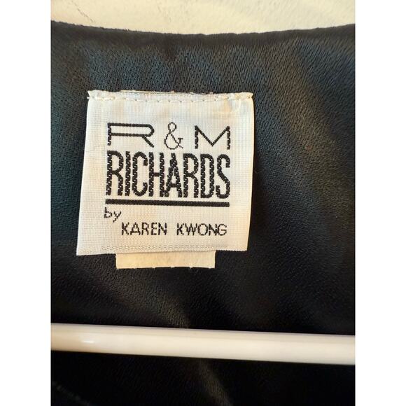 Vintage R&M Richards by Karen Kwong Velvet Jacket Womens 12 Black Gold Buttons - Picture 5 of 9